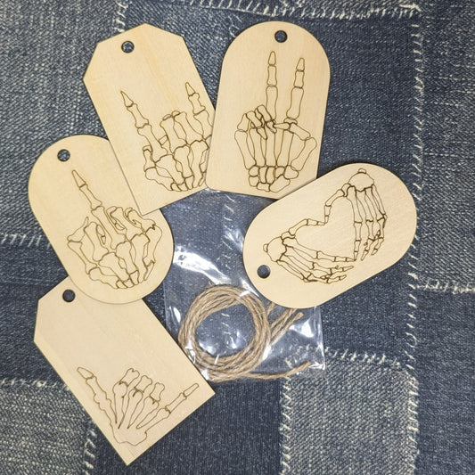 Halloween Skeleton Hands - Set of 5 Large Gift Tags