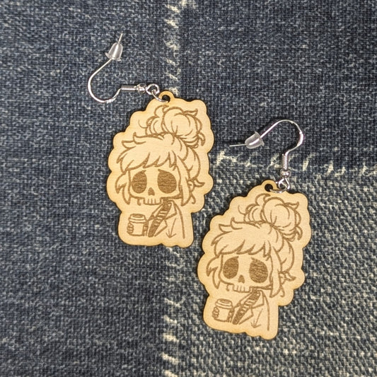 Dead Inside but Caffeinated Dangle Earrings with keeper